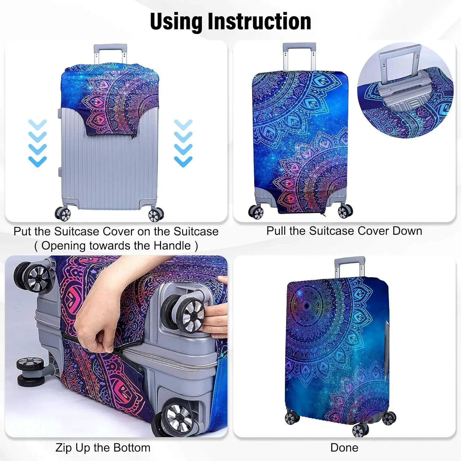 ICOSY Luggage Suitcase Covers for Luggage, Elastic Luggage Cover Protector Anti-Scratch Travel Suitcase Cover Fits 18-32 Inch Luggage, Blue
