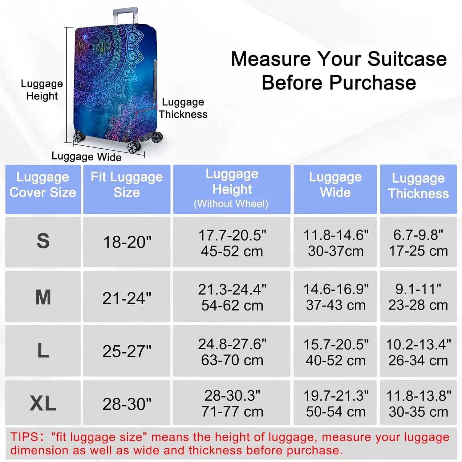 ICOSY Luggage Suitcase Covers for Luggage, Elastic Luggage Cover Protector Anti-Scratch Travel Suitcase Cover Fits 18-32 Inch Luggage, Blue
