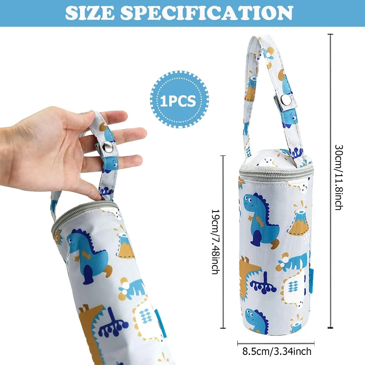 Insulated Baby Bottle Bags with Carrying Handle -Portable Travel Baby Feeding Bottle Bag to Keep Milk Warm Thermal Insulated Bottle Bag for Newborn Toddler (Grey)
