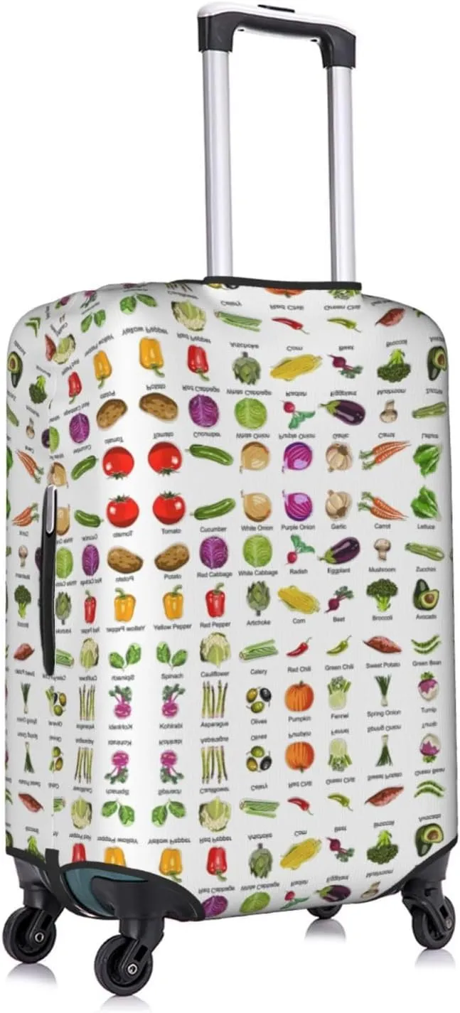 Introduction Of Various Vegetables Print Luggage Cover For Suitcases, Elastic Travel Bag For Luggage, Stylish Design