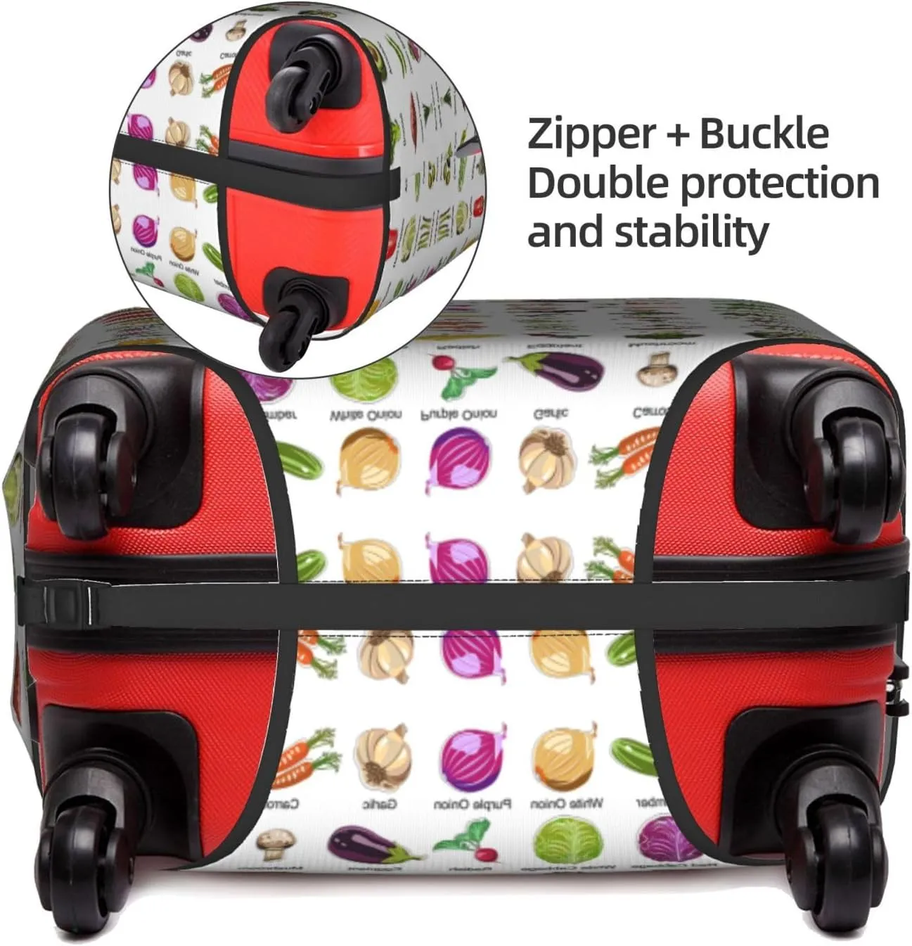Introduction Of Various Vegetables Print Luggage Cover For Suitcases, Elastic Travel Bag For Luggage, Stylish Design