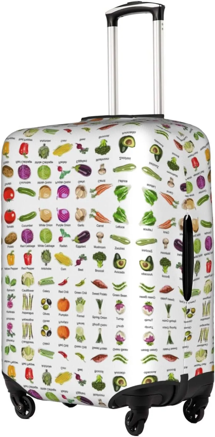 Introduction Of Various Vegetables Print Luggage Cover For Suitcases, Elastic Travel Bag For Luggage, Stylish Design