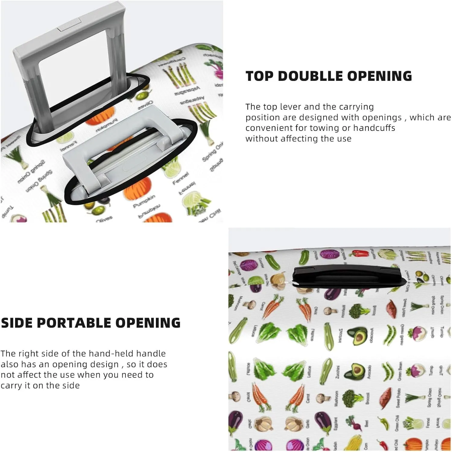 Introduction Of Various Vegetables Print Luggage Cover For Suitcases, Elastic Travel Bag For Luggage, Stylish Design