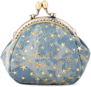 iSuperb Coin Purse Coin Bag Star Pouch Kiss-Lock Change Purse Small Wallets Coin Pouch for Women (Blue)