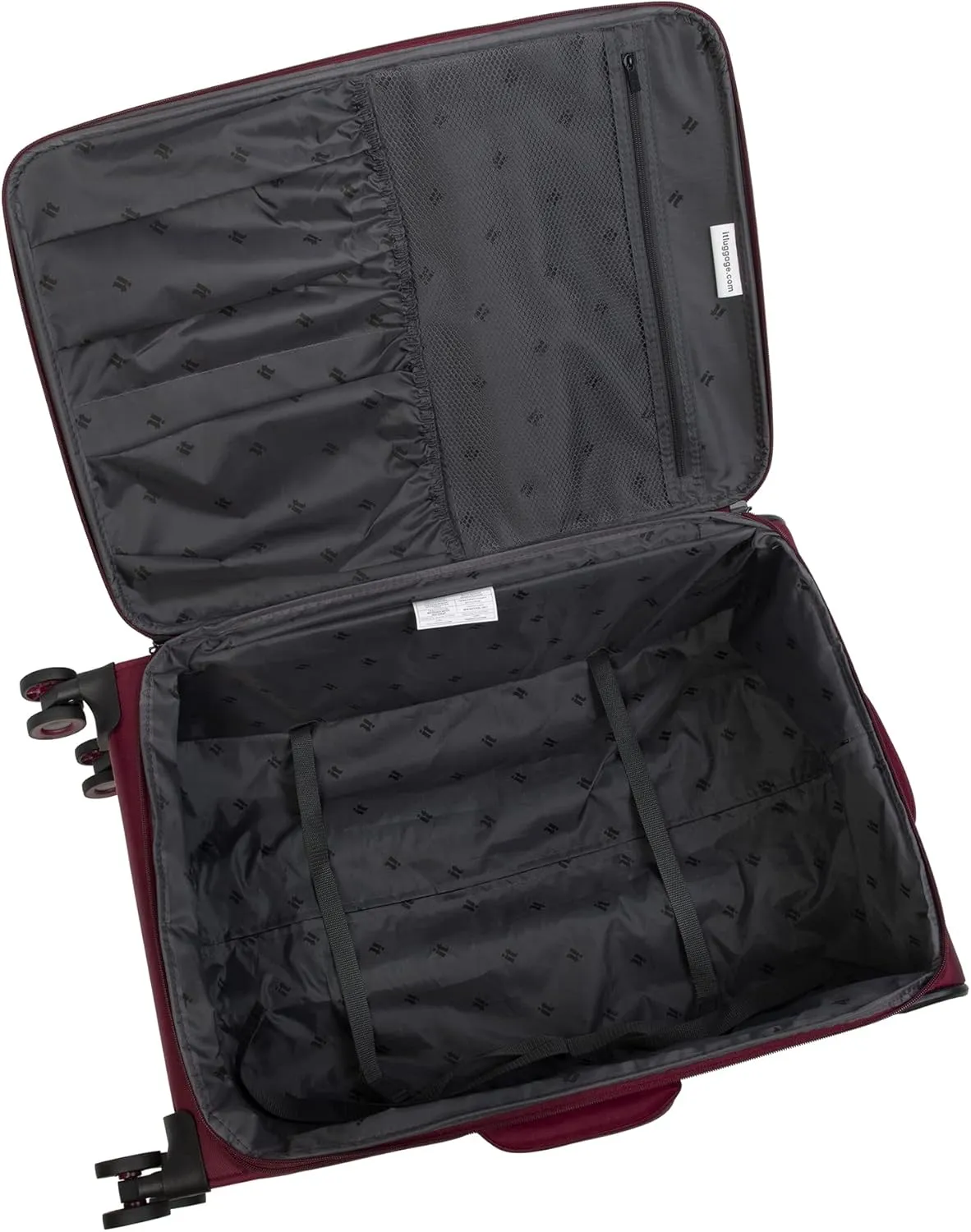 it luggage Precursor 3 Piece Softside Checked 8 Wheel Expandable Spinner, Dark Red, 3 Pc Set