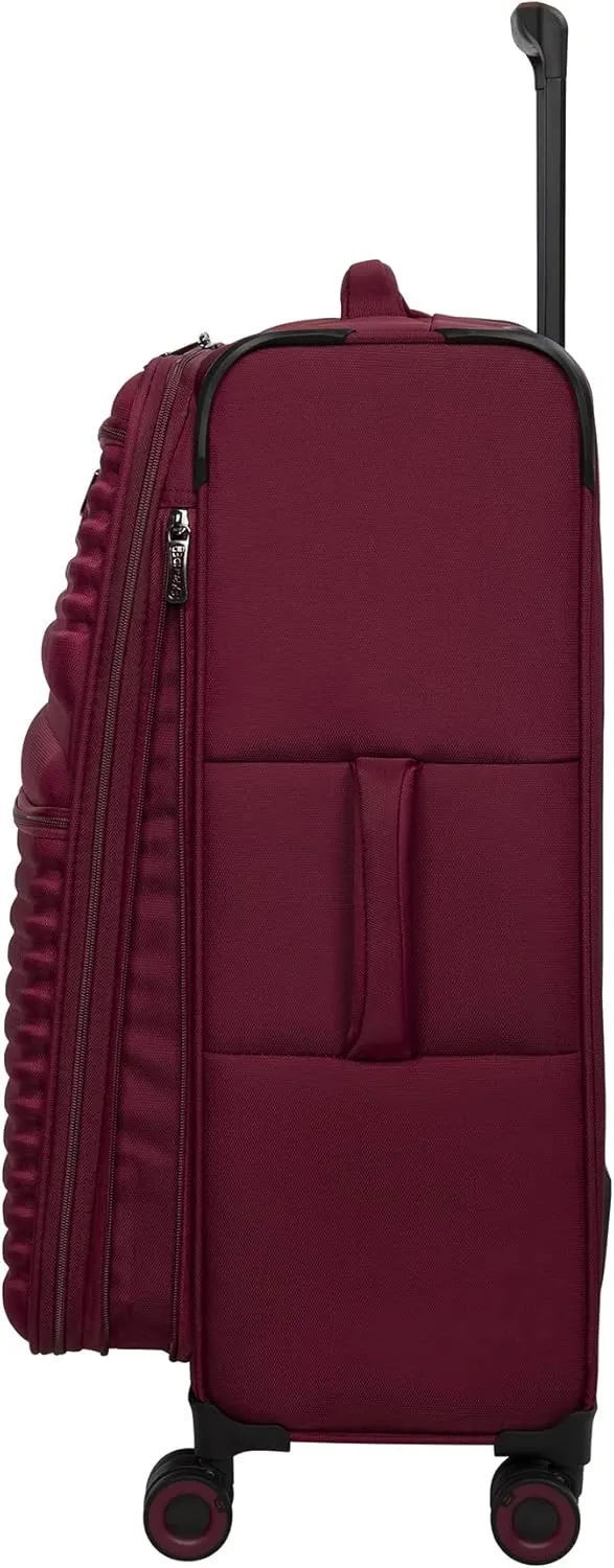 it luggage Precursor 3 Piece Softside Checked 8 Wheel Expandable Spinner, Dark Red, 3 Pc Set