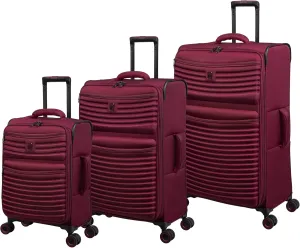 it luggage Precursor 3 Piece Softside Checked 8 Wheel Expandable Spinner, Dark Red, 3 Pc Set