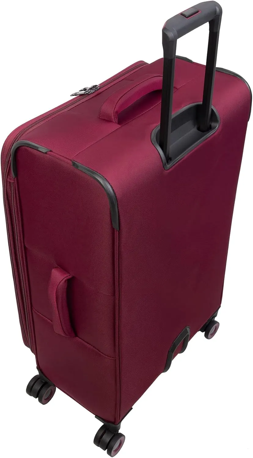 it luggage Precursor 3 Piece Softside Checked 8 Wheel Expandable Spinner, Dark Red, 3 Pc Set