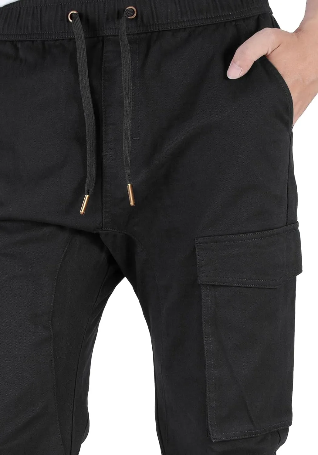 ITALYMORN Khaki Cargo Joggers for Men Elastic Ankle and Waist Casual Chino Pants with Pockets