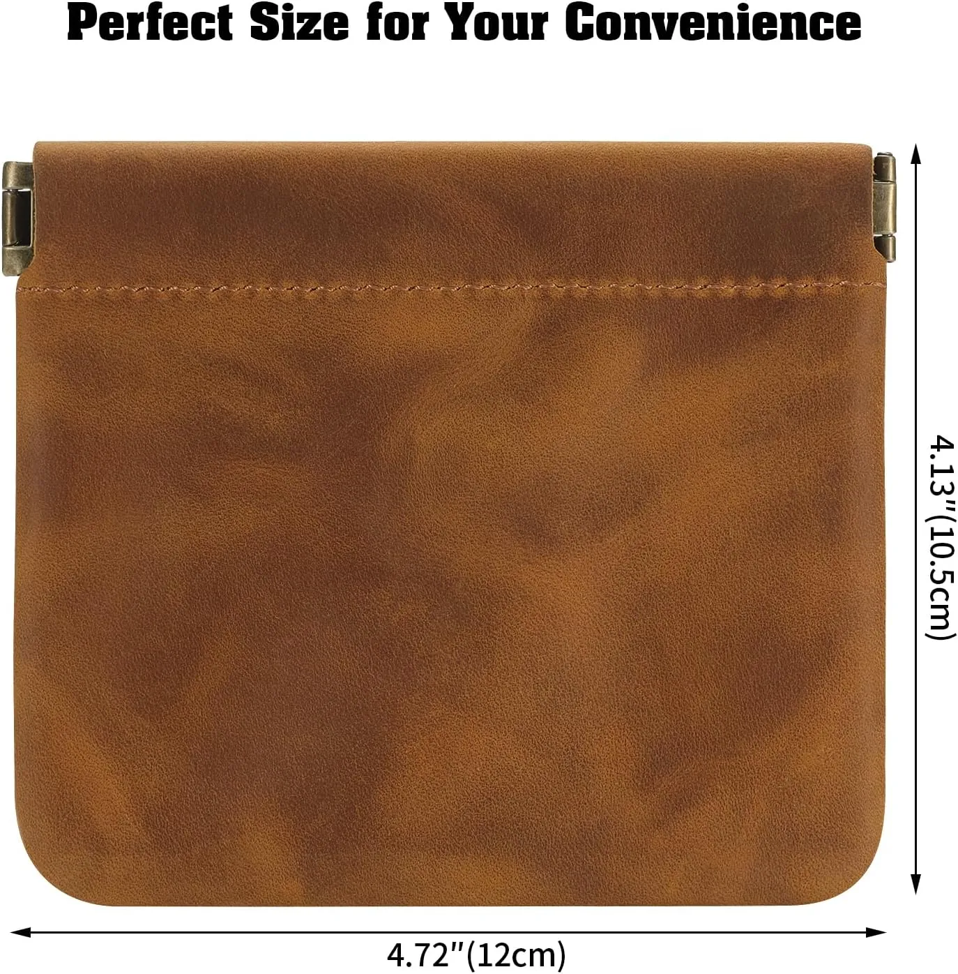 Jack&Chris Mini Coin Purse, Genuine Leather Small Coin Wallet, Leather Squeeze Coin Purse Pouch Change Holder For Men & Women, JC309