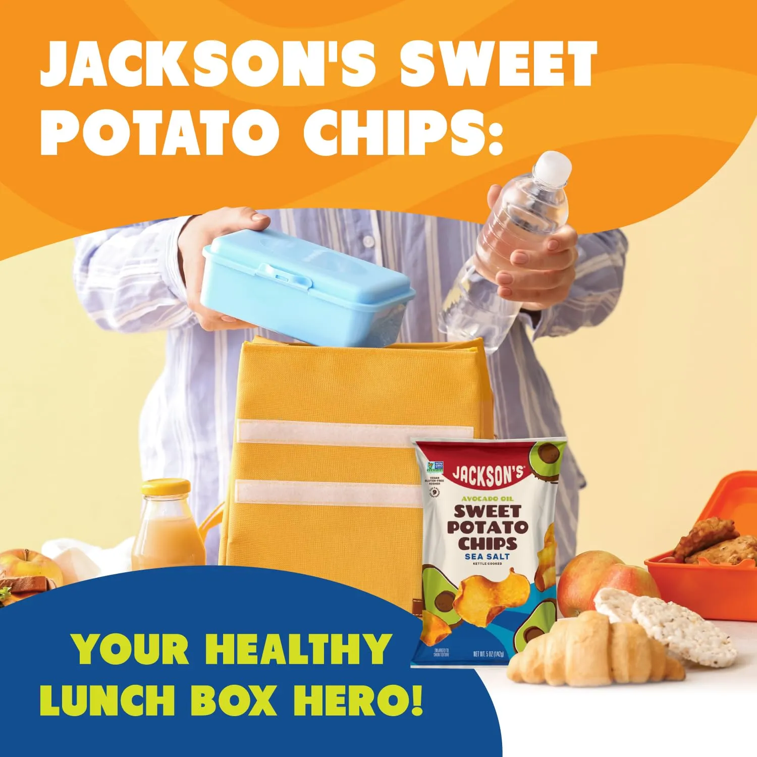 Jackson’s Sweet Potato Kettle Chips with Sea Salt made with Premium Avocado Oil (1 oz, Pack of 15) - Allergen-friendly, Gluten Free, Peanut Free, Vegan, Paleo Friendly - Shark Tank Product