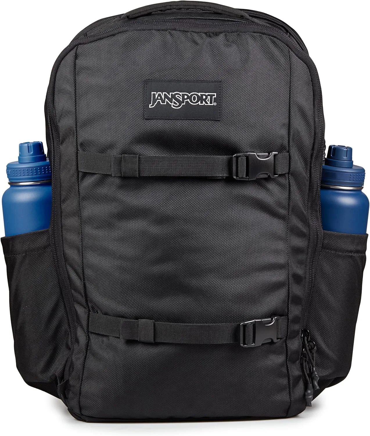 JanSport Venture Pack – Travel Pack With Large Main Compartment with Compression Straps, Dual Water Bottle Pockets, Padded Hip Belt & Luggage Trolley Pass-Through, Black