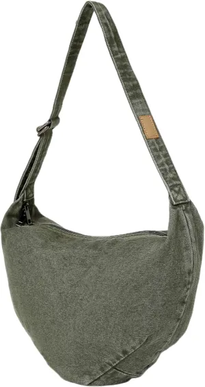 Jeelow Canvas Tote Shoulder Crescent Sling Bag Handbag Crossbody Bags Purse For Men & Women Zipper Pockets