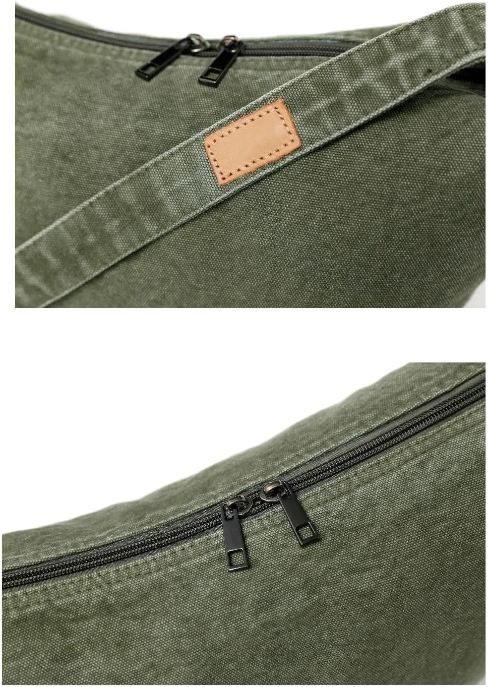 Jeelow Canvas Tote Shoulder Crescent Sling Bag Handbag Crossbody Bags Purse For Men & Women Zipper Pockets