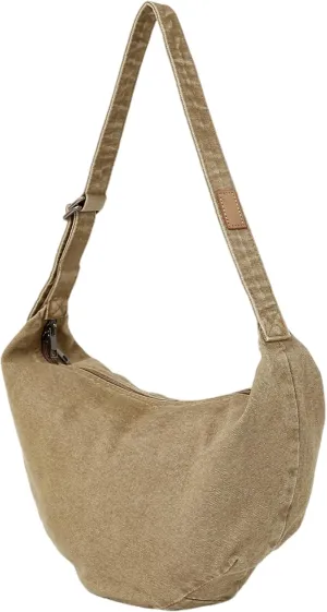 Jeelow Canvas Tote Shoulder Crescent Sling Bag Handbag Crossbody Bags Purse For Men & Women Zipper Pockets