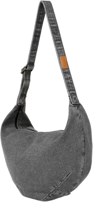 Jeelow Canvas Tote Shoulder Crescent Sling Bag Handbag Crossbody Bags Purse For Men & Women Zipper Pockets