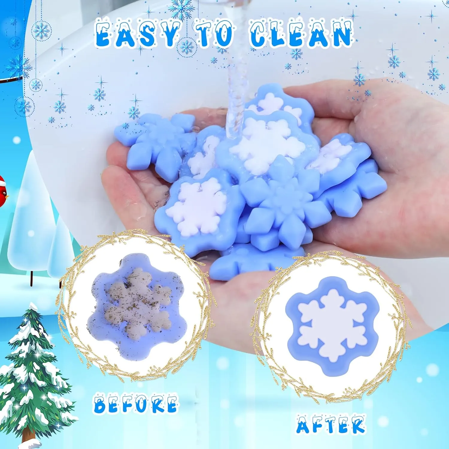 Jerify 100 Pcs Snowflake Winter Fidget Toys Christmas Kawaii Stress Relief Fidget Toys Xmas Stockings Decorations Christmas Party Favors Goodie Bags Filler