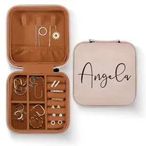 Jewelry Box for Women, Girls - Custom W/Name - 3 Color & 8 Font Options, Personalized Gifts for Her, Bridesmaid, Friend, Mom, Name Engraved Jewelry Organizer, Adjustable Compartments