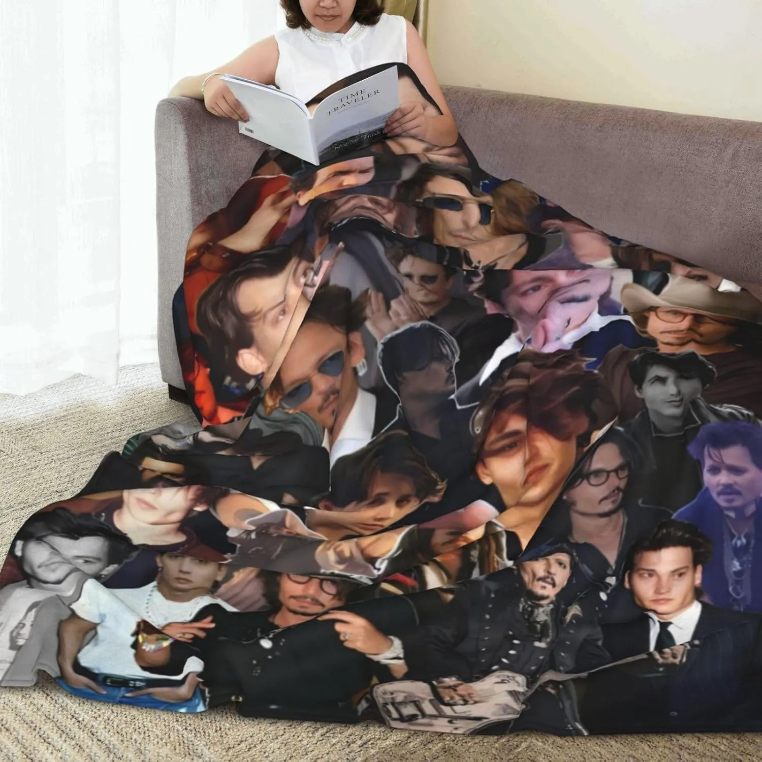 Johnny Depp Blanket Flannel Fleece Printed Throw Blankets Ultra Soft Micro Warm Blanket for All Season Bedding Chair Sofa Couch Bed 50"x40"