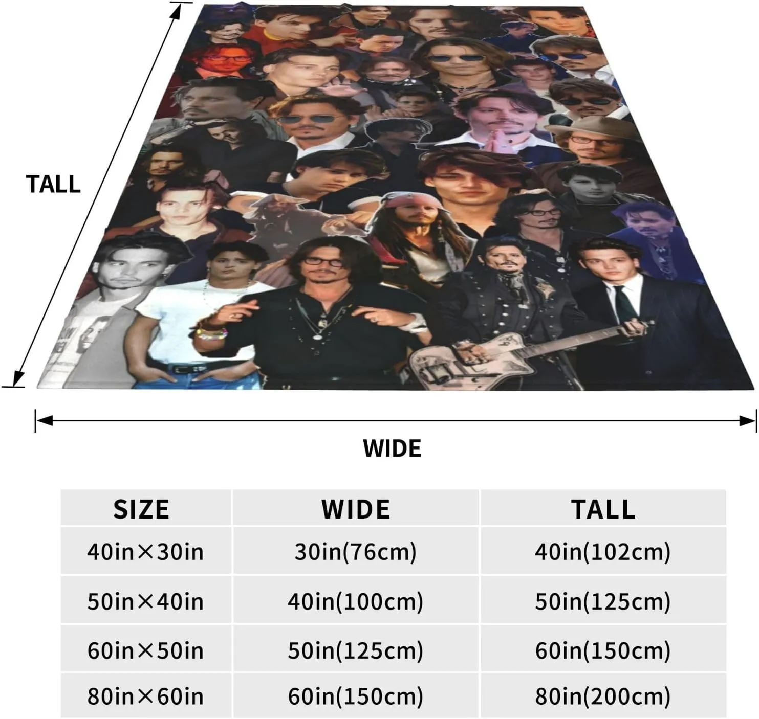 Johnny Depp Blanket Flannel Fleece Printed Throw Blankets Ultra Soft Micro Warm Blanket for All Season Bedding Chair Sofa Couch Bed 50"x40"