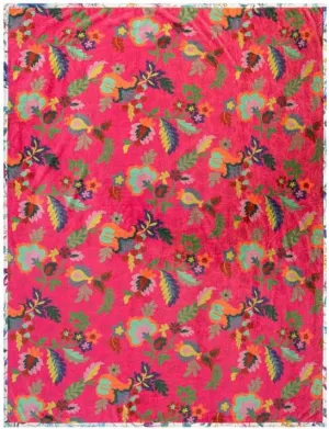 Johnny Was Verney Travel Blanket Floral Reversible Cozy Home Lounge Blue Red New