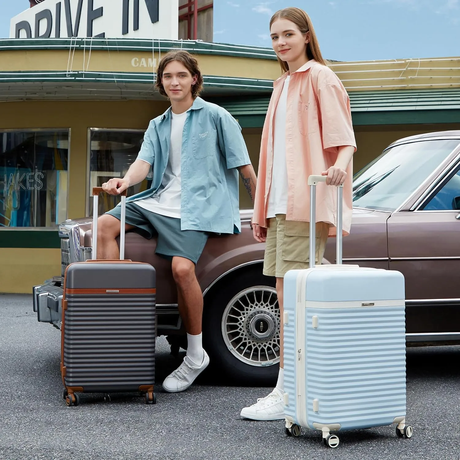 Joyway 28 Inch Checked Large Luggage with Spinner Wheels, Hardside ABS Suitcase with TSA Lock, Rolling Travel for Men Women