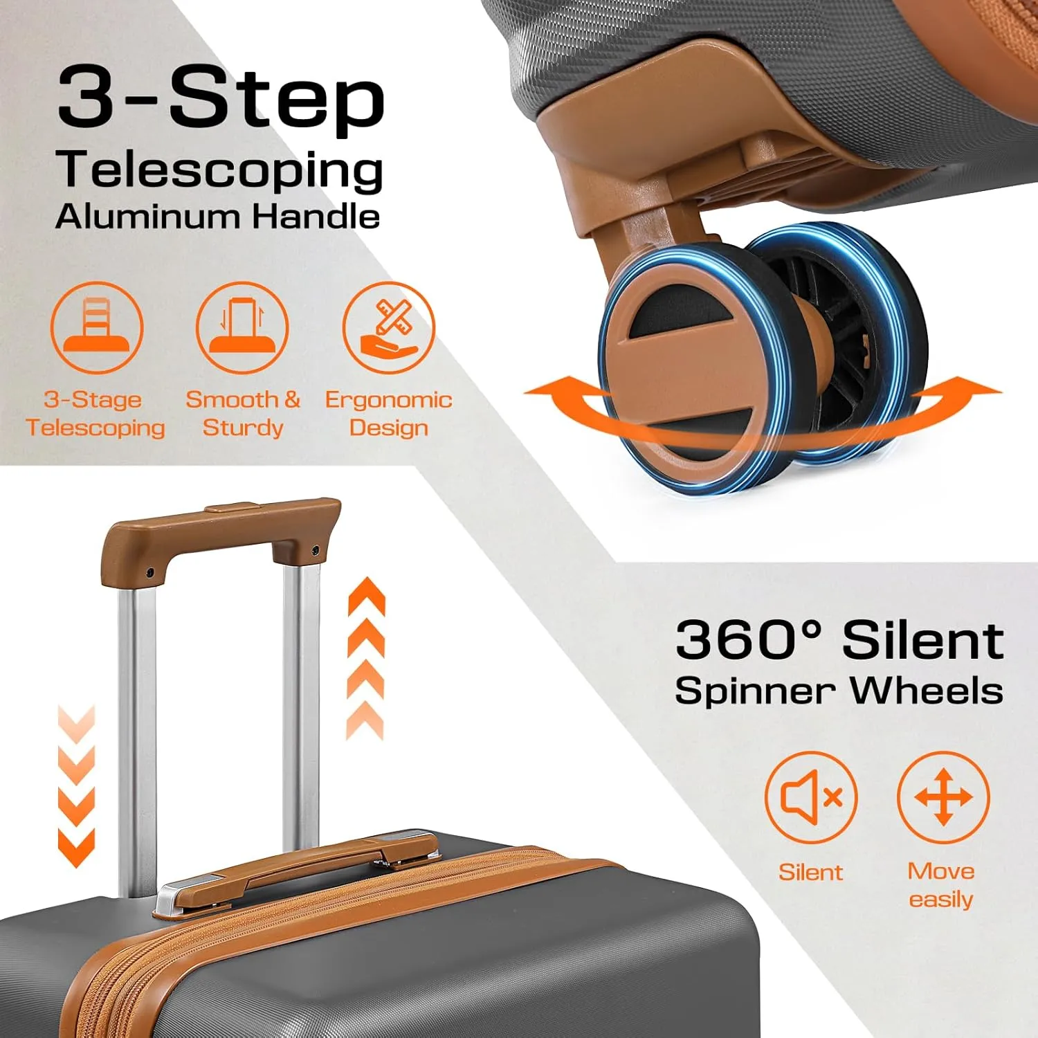 Joyway 28 Inch Checked Large Luggage with Spinner Wheels, Hardside ABS Suitcase with TSA Lock, Rolling Travel for Men Women