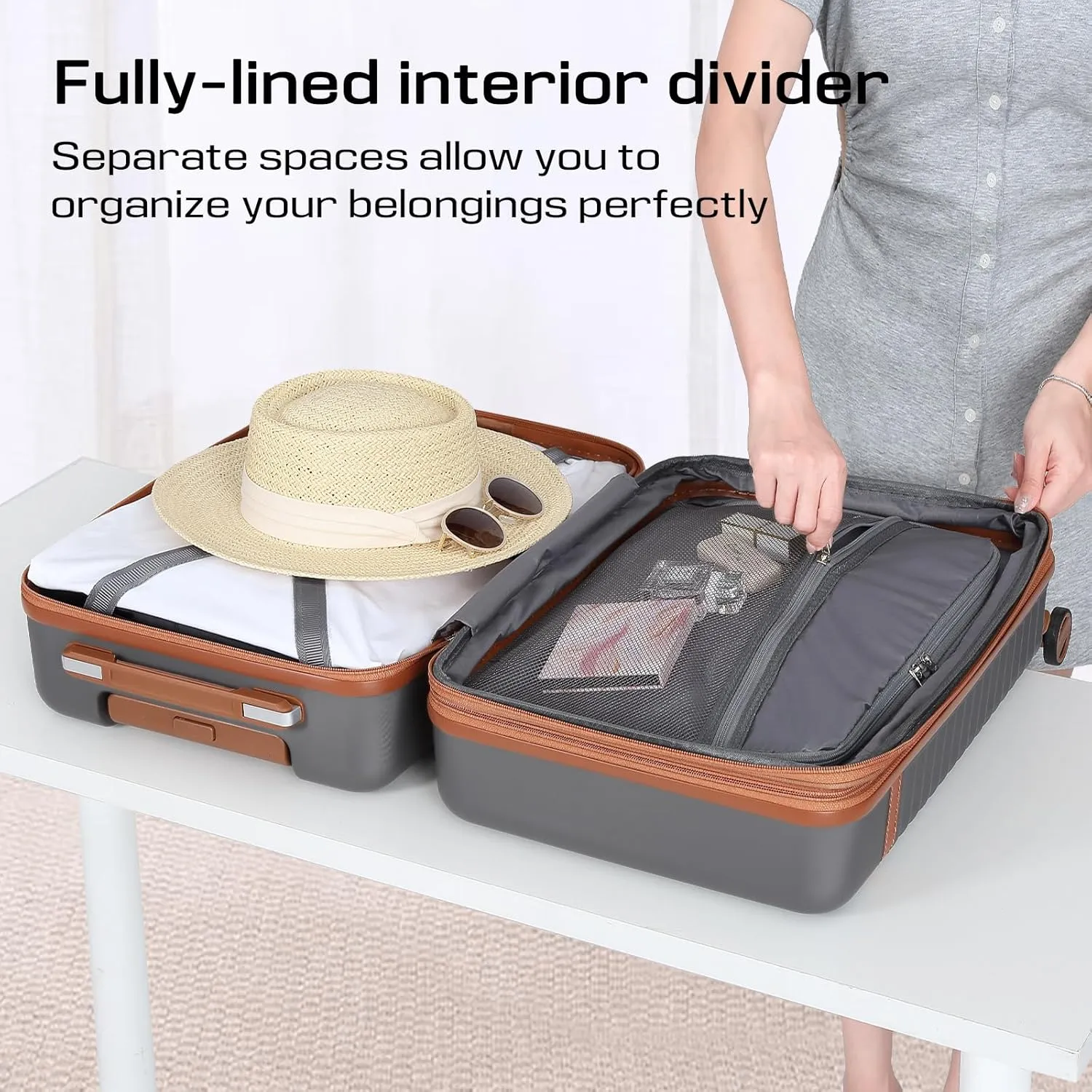 Joyway 28 Inch Checked Large Luggage with Spinner Wheels, Hardside ABS Suitcase with TSA Lock, Rolling Travel for Men Women
