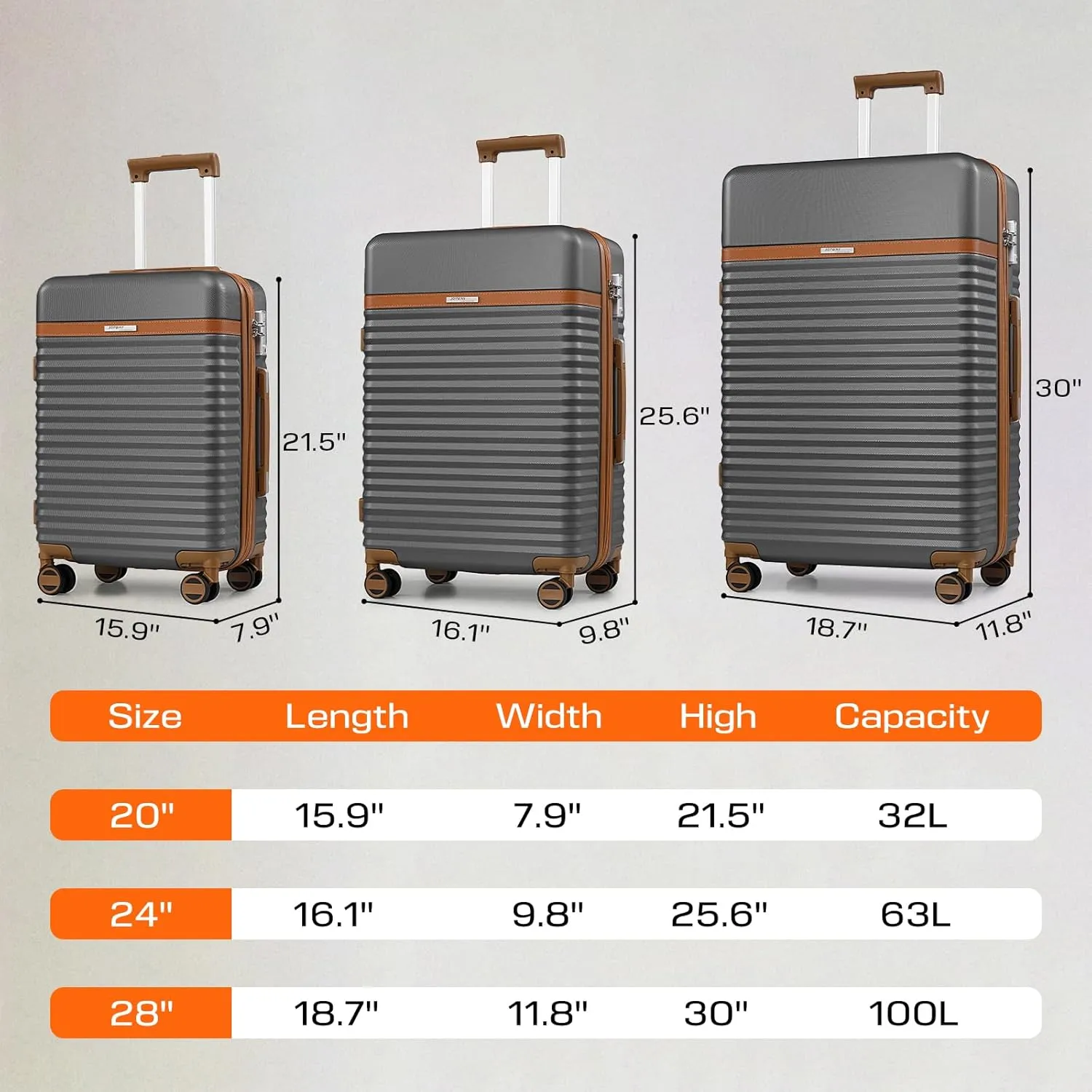 Joyway 28 Inch Checked Large Luggage with Spinner Wheels, Hardside ABS Suitcase with TSA Lock, Rolling Travel for Men Women