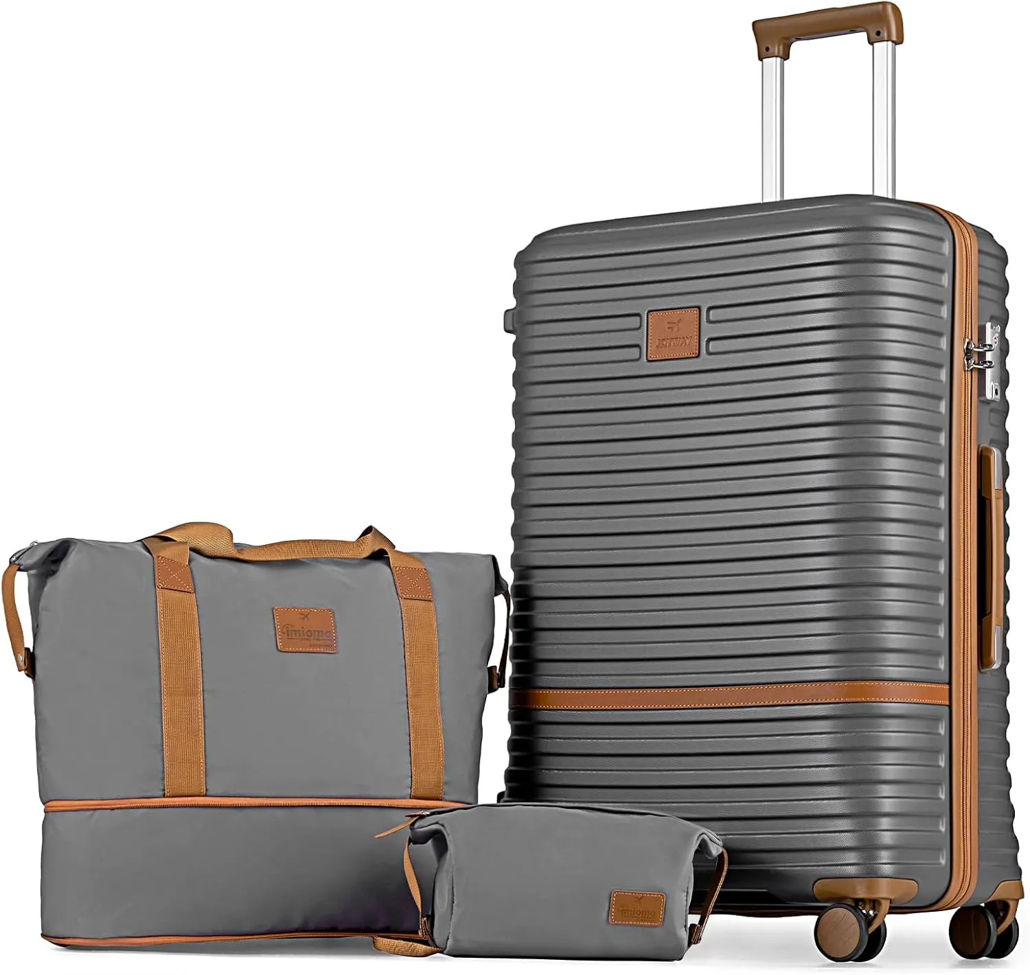 Joyway 28 Inch Large Luggage Hardside Suitcase with Spinner Wheel, Lightweight 3 Piece Suitcase Set with TSA Lock(Grey)