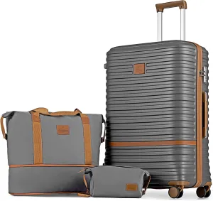 Joyway 28 Inch Large Luggage Hardside Suitcase with Spinner Wheel, Lightweight 3 Piece Suitcase Set with TSA Lock(Grey)