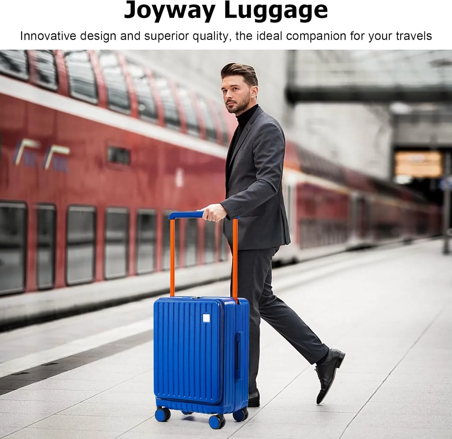 Joyway Hardshell Carry on Luggage Airline Approved with Front Pocket, Lightweight Hardside 20 Inch Suitcase with Spinner Wheels and TSA Lock (Blue, Carry on Luggage-20 Inch)