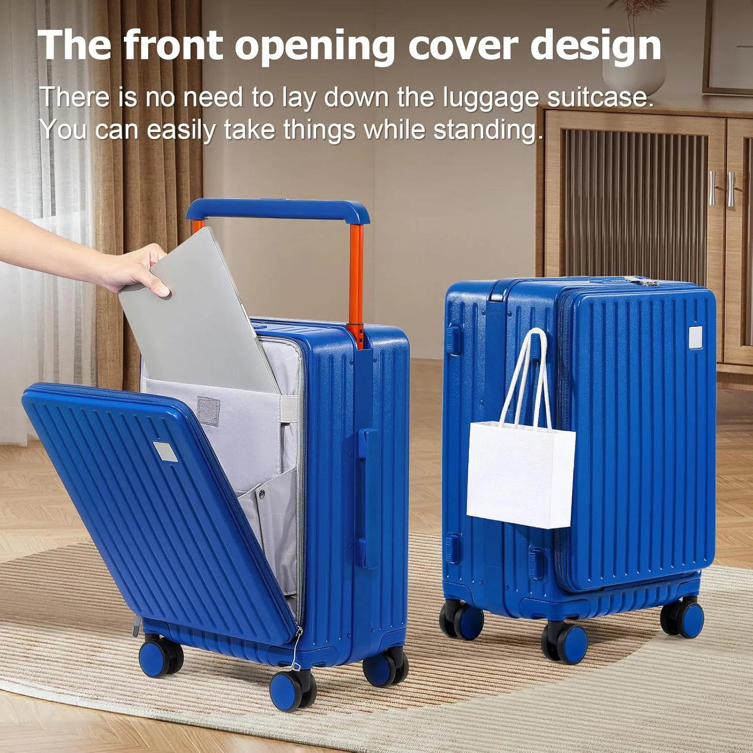 Joyway Hardshell Carry on Luggage Airline Approved with Front Pocket, Lightweight Hardside 20 Inch Suitcase with Spinner Wheels and TSA Lock (Blue, Carry on Luggage-20 Inch)