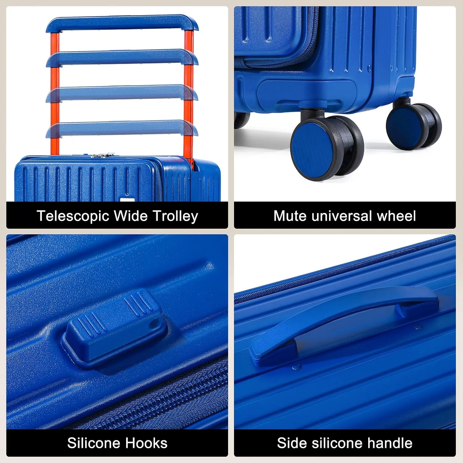 Joyway Hardshell Carry on Luggage Airline Approved with Front Pocket, Lightweight Hardside 20 Inch Suitcase with Spinner Wheels and TSA Lock (Blue, Carry on Luggage-20 Inch)