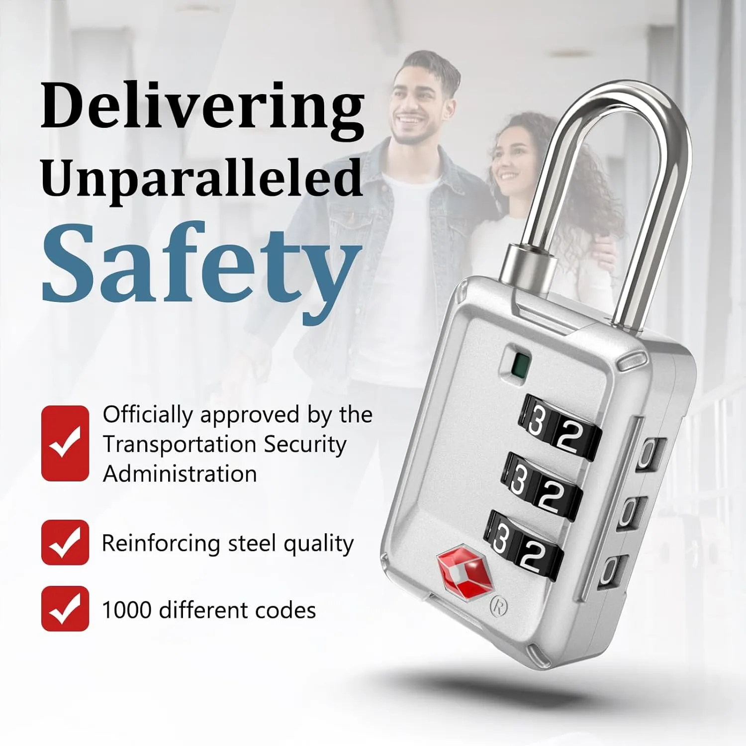 Joyway Luggage Locks TSA Approved, Travel Lock with Zinc Alloy Body, Open Alert, Easy Read Dials, for Travel Suitcase, Bag, Backpack, Tent, Fence, Lockers