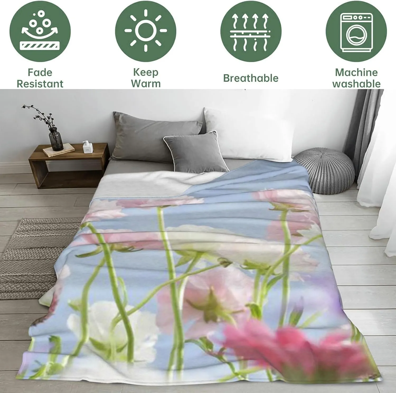 Jungle Wildlife Elephant Blanket - Ultra Soft & Cozy Flannel Tropical Throw Blankets, Lightweight, Warm & Fuzzy - Perfect for Couch, Bed, Travel & Outdoor Use - for Men Women Adults 50"×40"