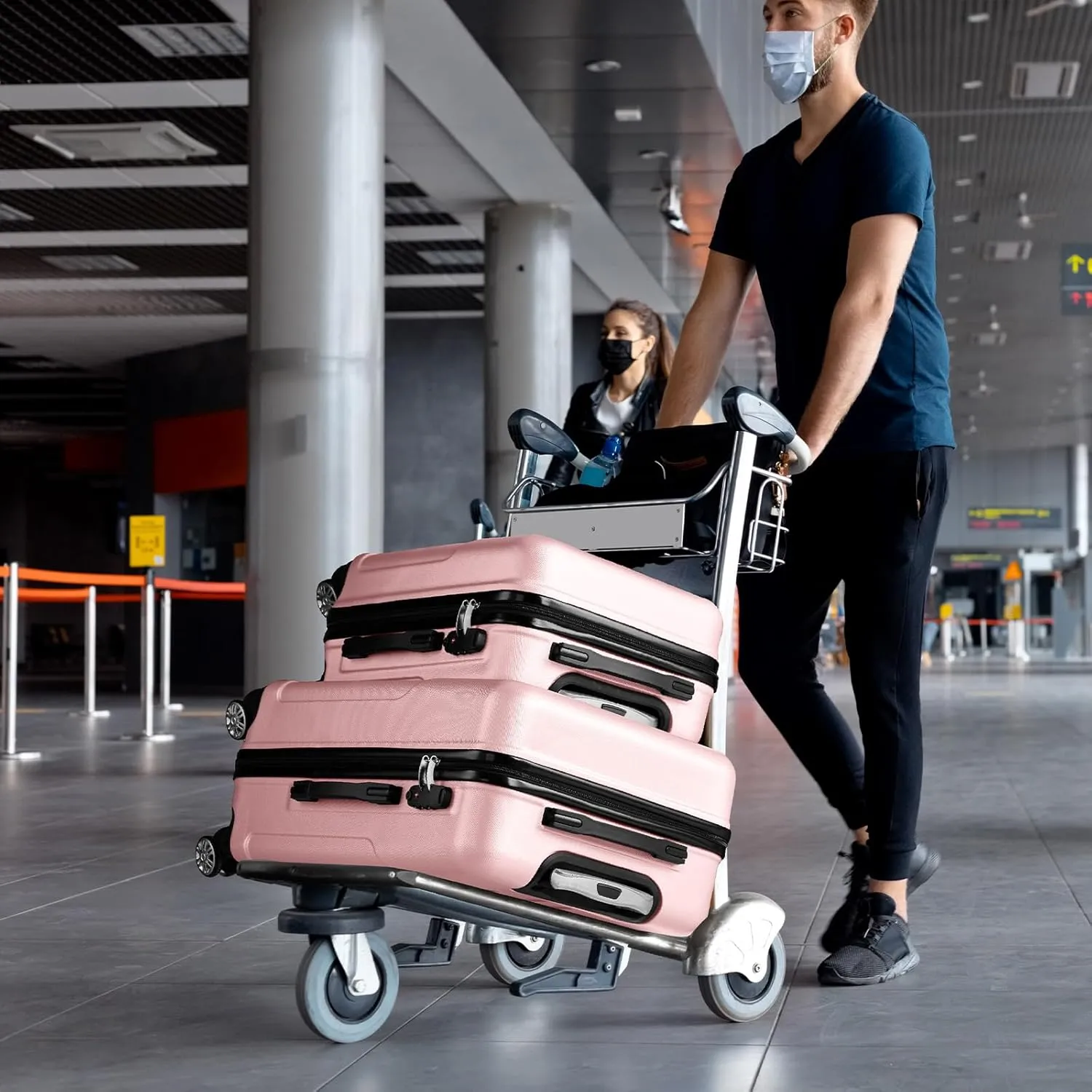 Karl home Luggage Sets 3 Piece, PC ABS Hardside Suitcase Set with Double Spinner Wheels & TSA Lock for Travel Business, 3-Piece Set (20/24/28), Light Pink