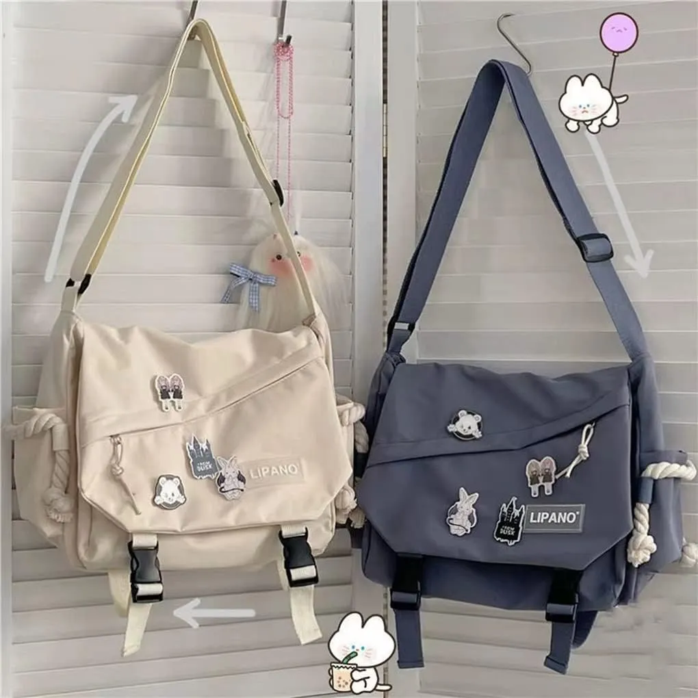 Kawaii Backpack with Kawaii Stuffs Messenger Bag Japanese Harajuku Crossbody Bags for Women
