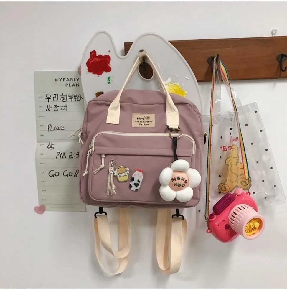 Kawaii Crossbody Bag with Pins and Plushies Cute Kawaii Messenger Bag Casual Daypack Shoulder Tote Bags Handbag
