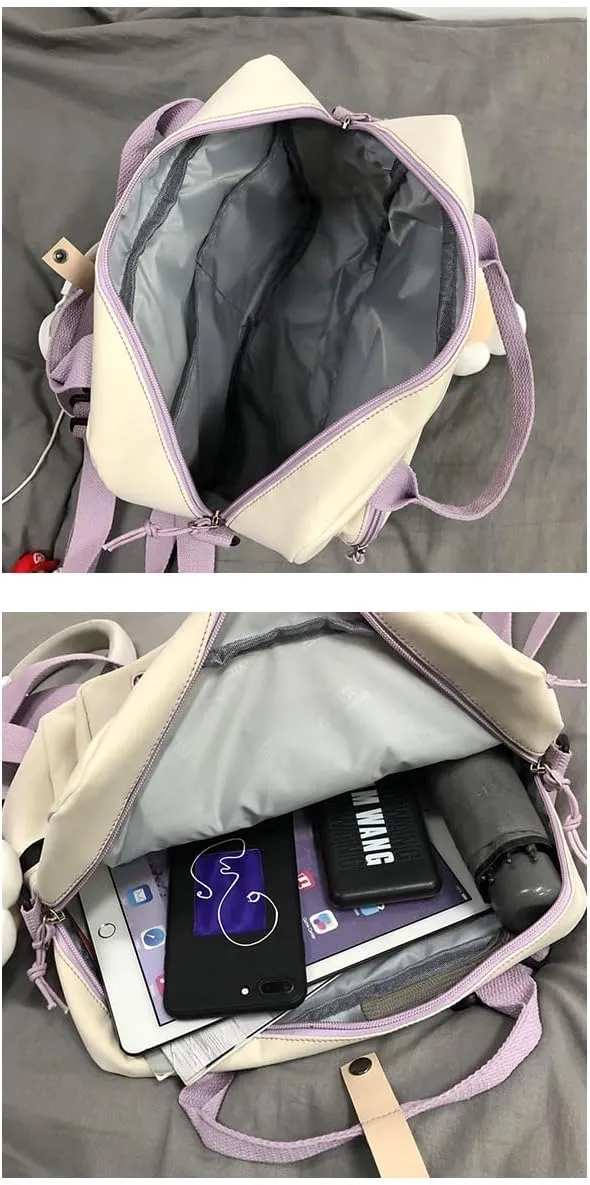 Kawaii Crossbody Bag with Pins and Plushies Cute Kawaii Messenger Bag Casual Daypack Shoulder Tote Bags Handbag