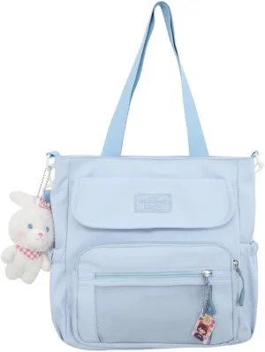 Kawaii Crossbody Bag with Plushies Preppy Crossbody Bag Solid Vanilla Aesthetic Messenger Bag Shoulder Tote Bag