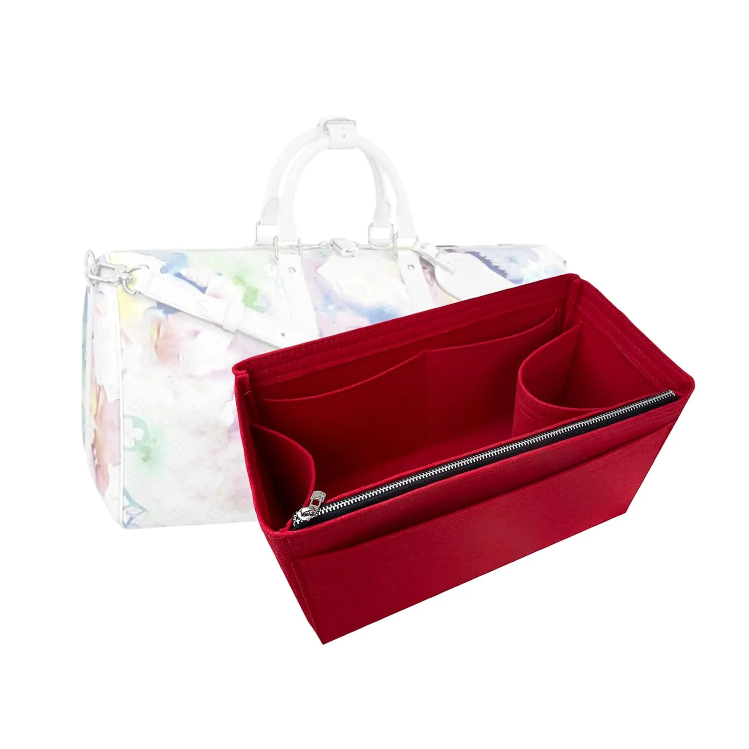 Keepall Bag Organizer for Lv Keepall 50 Insert Keepall 45 Organizer Base Shaper Handmade 3mm Premium Wool Felt Snug Sturdy (Keepall 45, Geyser Blue)