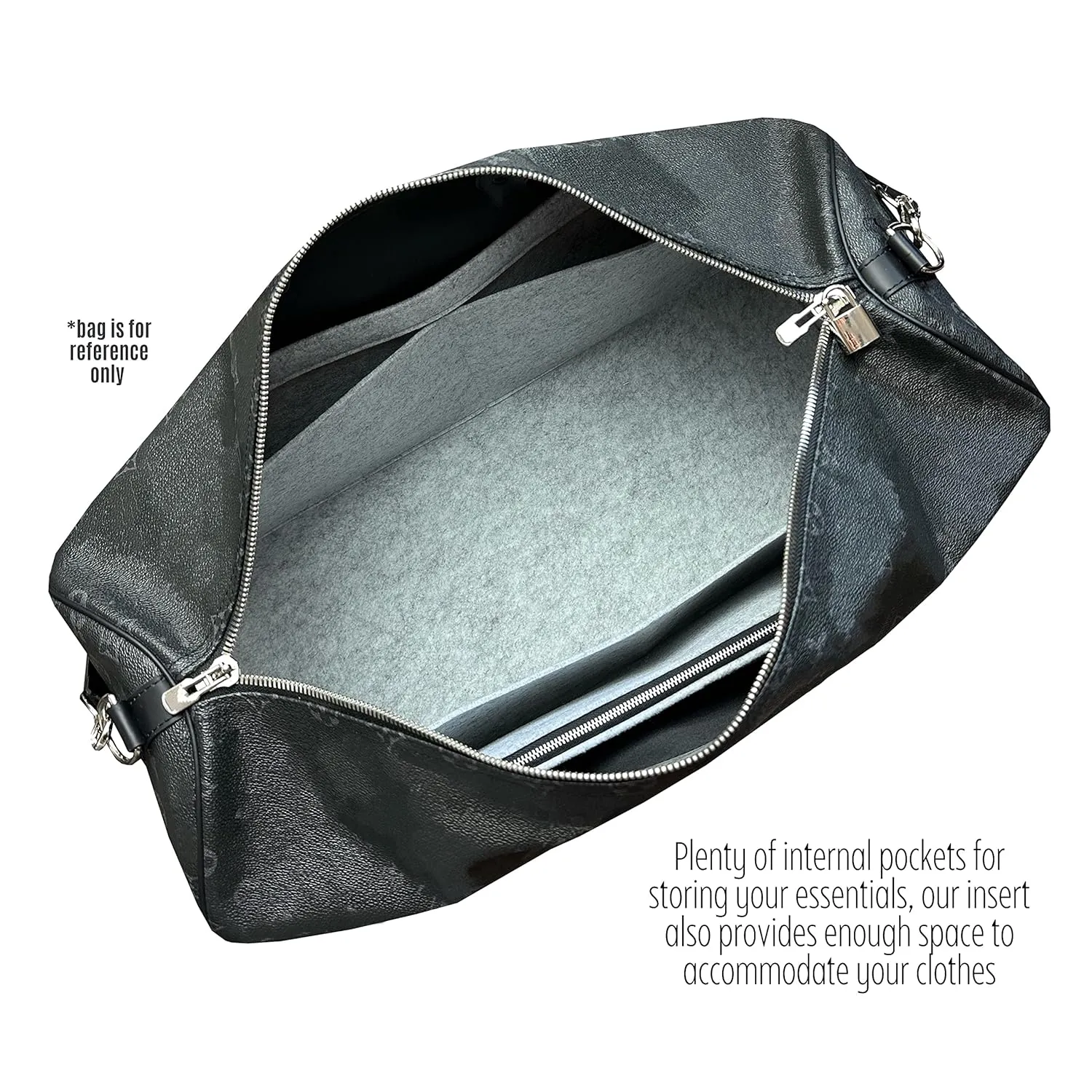 Keepall Bag Organizer for Lv Keepall 50 Insert Keepall 45 Organizer Base Shaper Handmade 3mm Premium Wool Felt Snug Sturdy (Keepall 45, Geyser Blue)
