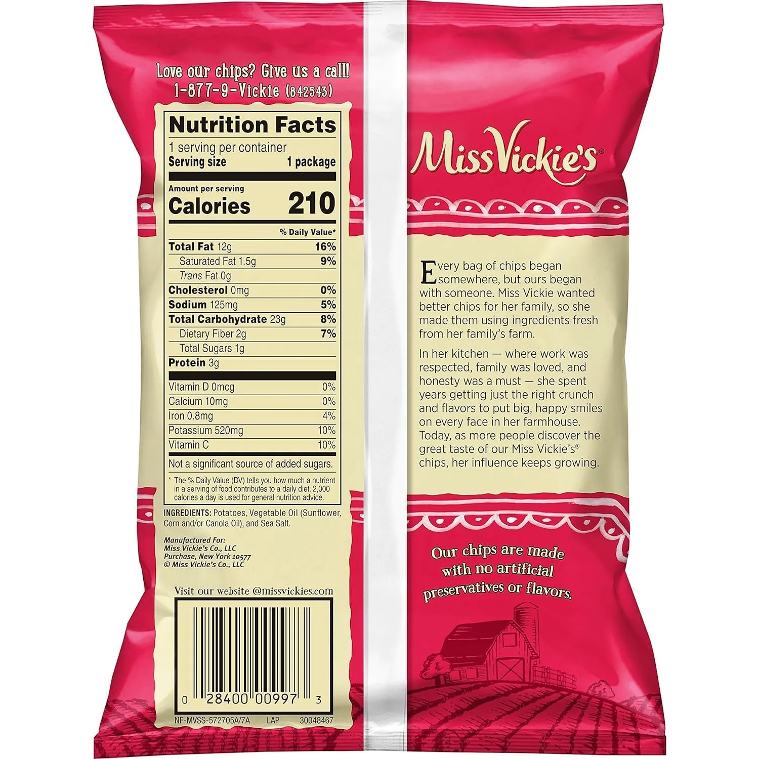 Kettle Cooked Potato Chips by Miss Vickie's Value Pack Bundled by SUPERDEALS | 1.375 Oz Bag | Sea Salt | Pack of 16 with mystery bonus gift
