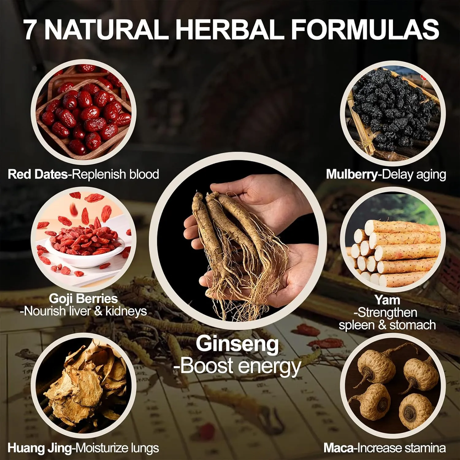 Kidney Tea Formula Six Treasure Tea, Ginseng Five Treasures, Natural Chinese Herbal Organic Kidney Cleanse Traditional Healthy Cleansing for Men & Women (30 Bags)