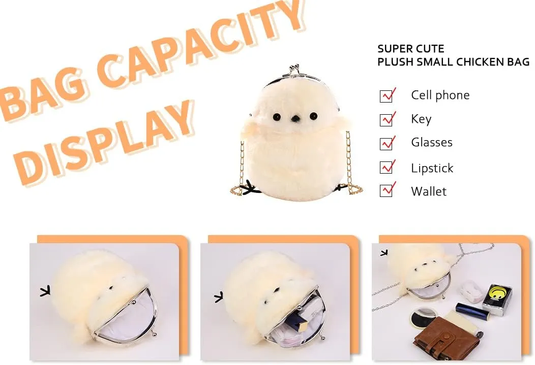 Kids Girls Pluse Cute Crossbody bag,Small Plush Kawaii Animal Handbag Purse for Women