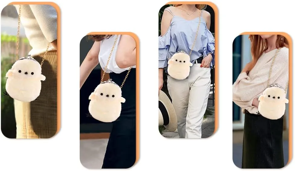Kids Girls Pluse Cute Crossbody bag,Small Plush Kawaii Animal Handbag Purse for Women
