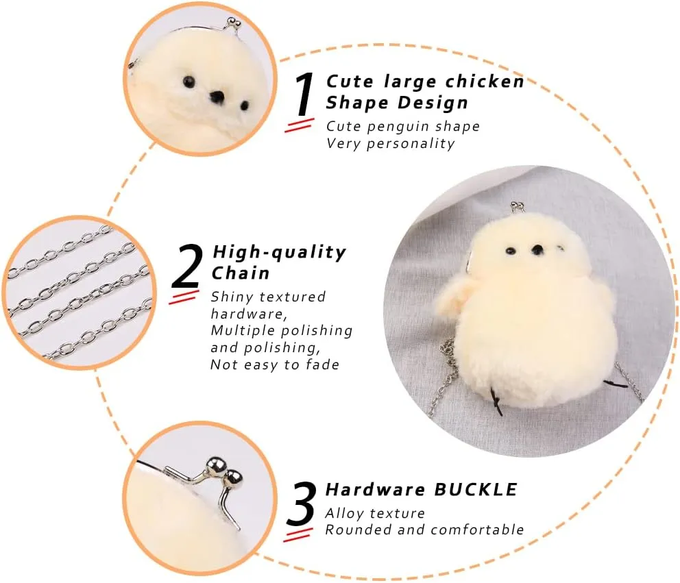 Kids Girls Pluse Cute Crossbody bag,Small Plush Kawaii Animal Handbag Purse for Women