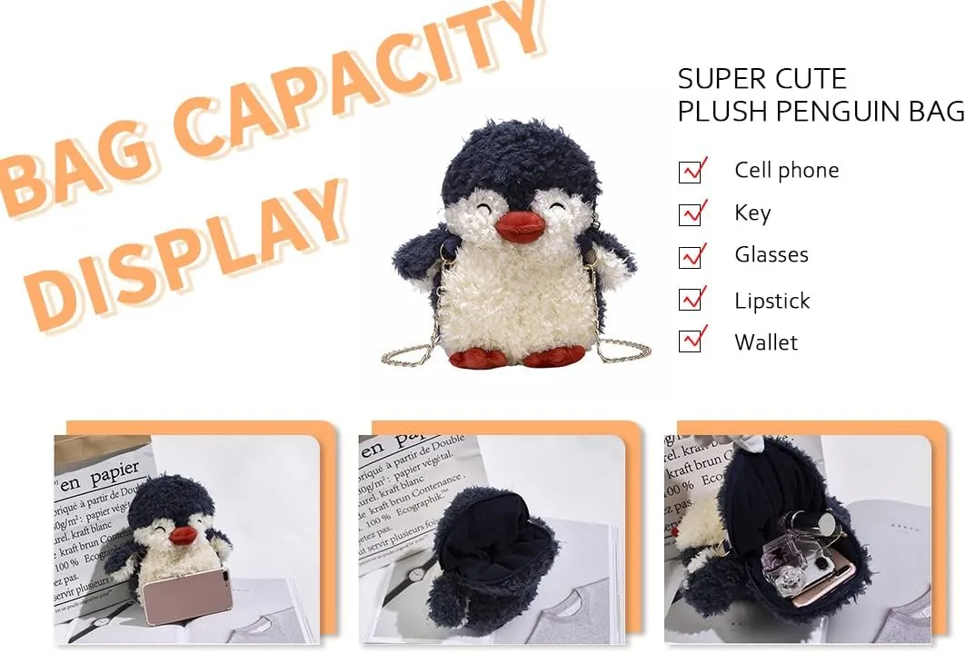 Kids Girls Pluse Cute Crossbody bag,Small Plush Kawaii Animal Handbag Purse for Women