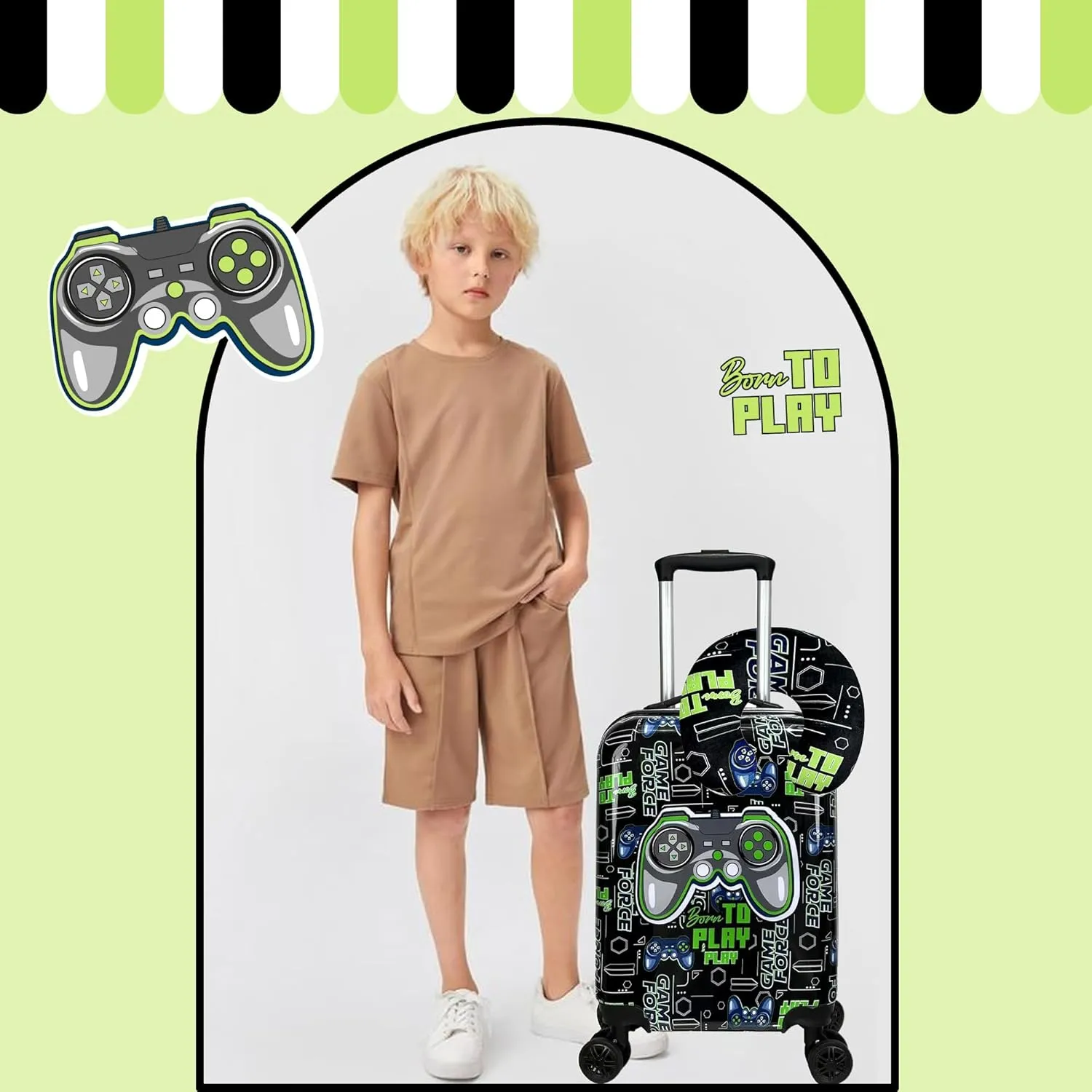 Kid’s Luggage Set 2 Piece Suitcase Set 16’’ Hardside Luggage with Spinner Wheels Girls Boys Carry on Luggage Travel Rolling Luggage Airline Approved
